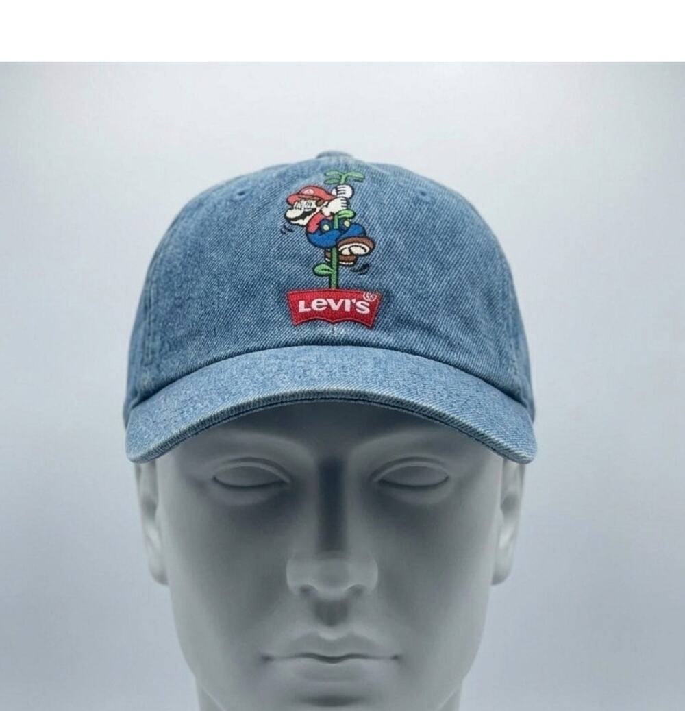 LEVI’S SUPER MARIO SNAPBACK HAT NINTENDO CLASSIC BLUE SNAPBACK MARIO KART Hat - Picture 1 of 7